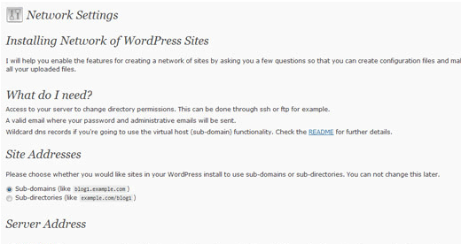 WordPress Multi-site Option
